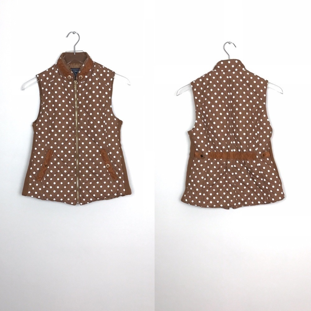 C’Esttoi Brown/White Polka Dot Puffer Vest Size S